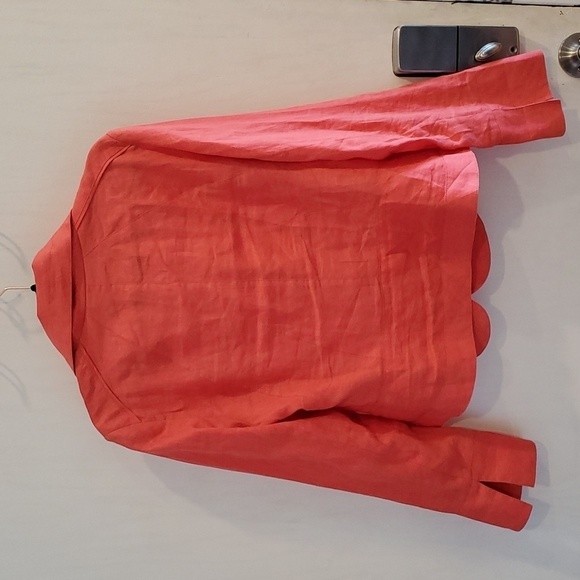 Lafayette 148 New York Coral Lightweight Linen Cowl Neck Jacket 8 - Picture 3 of 7